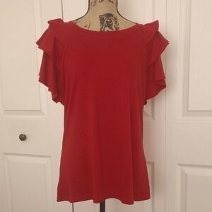 🌹Red Ruffle Sleeve Top